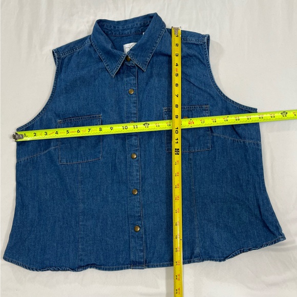 Emma James Vintage 90’ Spirit Sleeveless Denim Shirt Frontal Pockets Size XL - Picture 9 of 9
